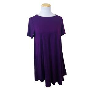 ZENANA PREMIUM Womens Purple Pullover Pocket Flowy Short Sleeve Dress MEDIUM